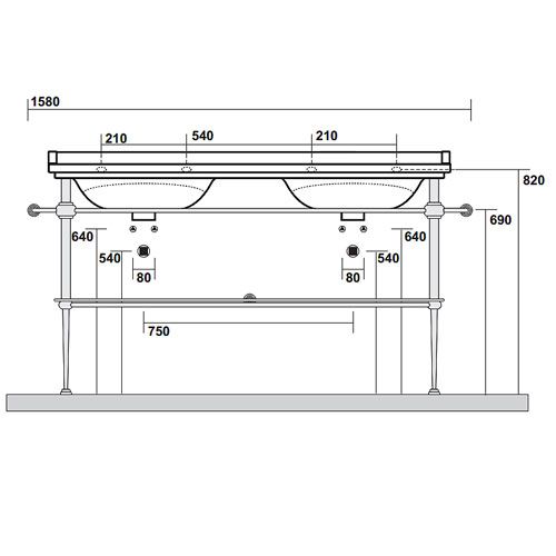 Консоль для раковины Kerasan Waldorf 9195K2oro золото